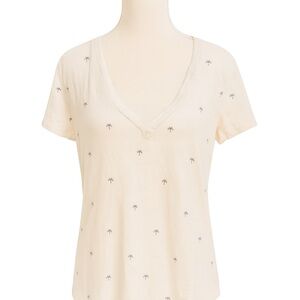Splendid Palm Tree Print V-Neck Tee Size Medium